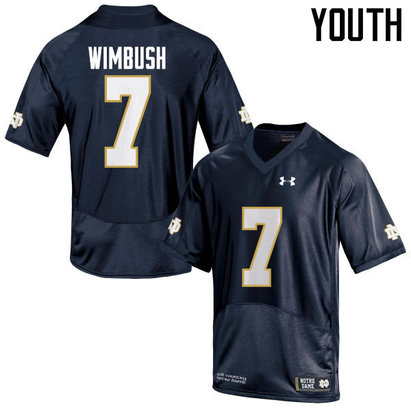 Youth #7 Brandon Wimbush Notre Dame Fighting Irish College Football Jerseys-Navy Blue